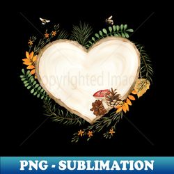 Fall Heart Shaped Trunk with Shrooms - Exclusive PNG Sublimation Download - Bold & Eye-catching