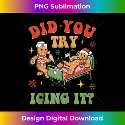 Retro ICU Nurse Christmas Gingerbread Did You Try Icing It Tank Top - Artisanal Sublimation PNG File - Chic, Bold, and Uncompromising