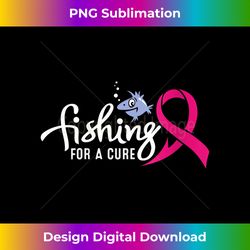 Womens Fishing For Breast Cancer Awareness Supporter Ribbon V-Neck - Minimalist Sublimation Digital File - Channel Your Creative Rebel