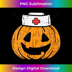 Womens Pumpkin Nurse Funny Scary Halloween Costume RN CNA ICU Girls V-Neck - Chic Sublimation Digital Download - Animate Your Creative Concepts