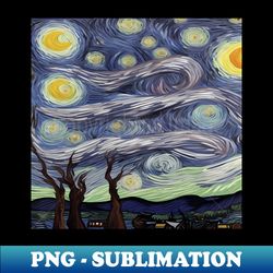 Night Sky Painting Vincent van Gogh Painting Style - Elegant Sublimation PNG Download - Transform Your Sublimation Creations