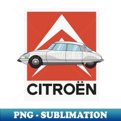 Citroen DS White Illustration - PNG Transparent Digital Download File for Sublimation - Vibrant and Eye-Catching Typography