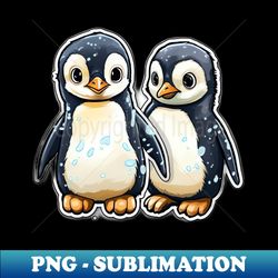 two baby penguins - png transparent digital download file for sublimation - unleash your creativity
