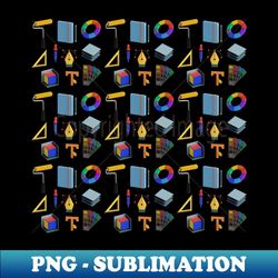 3d graphic designer set icon includes paint roll eyedropper notes circleof color 3d cube etc perfect for design project - png sublimation digital download - unleash your inner rebellion