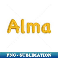 gold balloon foil alma name - exclusive png sublimation download - vibrant and eye-catching typography