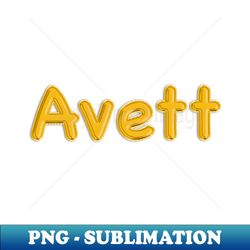 gold balloon foil avett name - vintage sublimation png download - perfect for sublimation art
