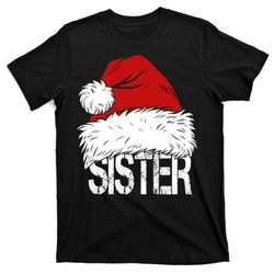 christmas santa hat sister t-shirt