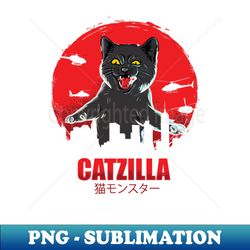 catzilla funny isolated on black - Modern Sublimation PNG File - Spice Up Your Sublimation Projects