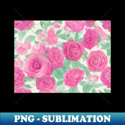 Pink flowers and leaves pattern - Sublimation-Ready PNG File - Bold & Eye-catching