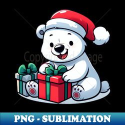 cute polar bear with gift - stylish sublimation digital download - perfect for personalization