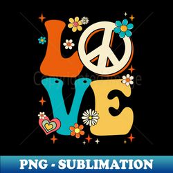 Love 60s 70s Party Outfit Groovy Hippie Costume Peace Sign - Vintage Sublimation PNG Download - Bring Your Designs to Life