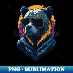 bear illustration with a cool sunglasses and a shirt that saysbear - signature sublimation png file - perfect for sublimation mastery