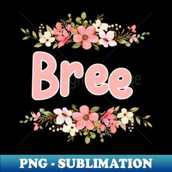 Flower Border Bree Name Label - Premium Sublimation Digital Download - Transform Your Sublimation Creations