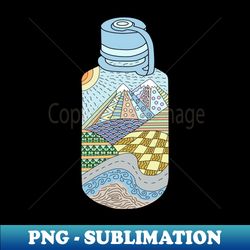 Mountain Water Bottle Doodle - Modern Sublimation PNG File - Unleash Your Inner Rebellion
