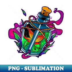 fish in a poison bottle - retro png sublimation digital download - capture imagination with every detail