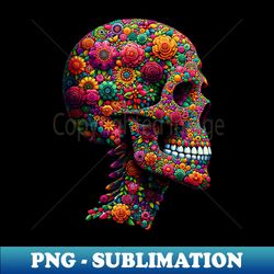 Skull Made From Flowers 2 - PNG Transparent Sublimation File - Perfect for Sublimation Art