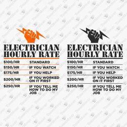 Electrician Hourly Rate Humorous Cricut Silhouette SVG Cut File Sublimation Design