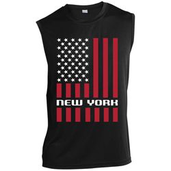 New York NY American Flag USA Sleeveless Performance T-Shirt