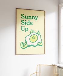 Sunny Side Retro Wall Art Print, Positive Wall Prints, Downloadable Art, Positive Mindset Prints, Retro Wall Decor Print