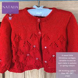 Natalia - Girl's Cardigan in sizes 1 to 5 yrs, knitting pattern, knitting tutorial, baby cardigan knitting pattern