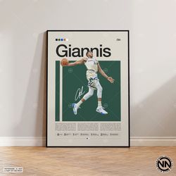 Giannis Antetokounmpo Canvas, Milwaukee Bucks Canvas, Sports Canvas, Mid Century Modern, NBA Fans, Basketball Gift, Spor