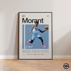 Ja Morant Canvas, Memphis Grizzlies Canvas, NBA Canvas, Sports Canvas, Mid Century Modern, NBA Fans, Basketball Gift, Sp