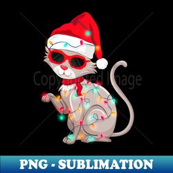 Funny santa kitten christmas tree light cat - Elegant Sublimation PNG Download - Instantly Transform Your Sublimation Projects
