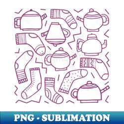 teapot and socks pattern - unique sublimation png download - create with confidence