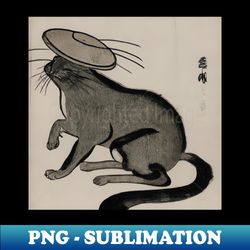 ukiyoe cat with hat - high-resolution png sublimation file - revolutionize your designs