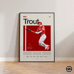 Mike Trout Canvas, Los Angeles Angels, Baseball Prints, Sports Canvas, MLB Canvas, Player Gift, Baseball Wall Art, Sport