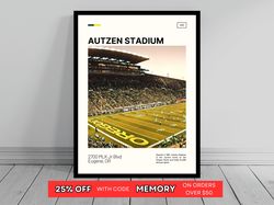 Autzen Stadium Print  Oregon Ducks Poster  NCAA Art  NCAA Stadium Poster   Oil Painting  Modern Art   Travel Art Print