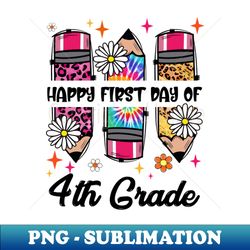 First Day Of 4th Grade Teacher Leopard Pencil Back To School - PNG Transparent Digital Download File for Sublimation - Unlock Vibrant Sublimation Designs