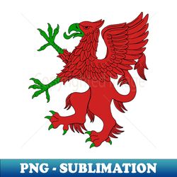 Griffin Rampant in Red and Green - Creative Sublimation PNG Download - Perfect for Sublimation Art
