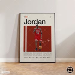 Michael Jordan Canvas, Chicago Bulls, NBA Canvas, Sports Canvas, Mid Century Modern, NBA Fans, Basketball Gift, Sports B