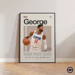 Paul George Canvas, LA Clippers Canvas, NBA Canvas, Sports Canvas, Mid Century Modern, NBA Fans, Basketball Gift, Sports