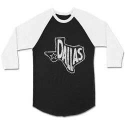 Dallas Texas City State Unisex 3/4 Sleeve Baseball Tee T-Shirt