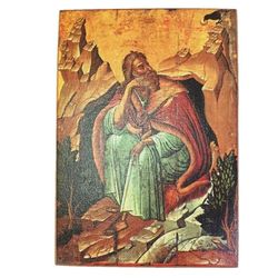 Large Orthodox wood Icon Saint John the Baptist Angel of the Desert old Christian icon