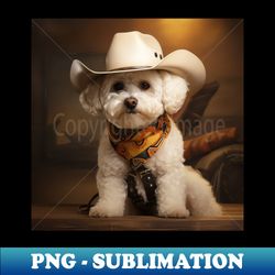 Cowboy Dog - Bichons Frise - Signature Sublimation PNG File - Vibrant and Eye-Catching Typography