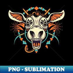 Skull with Horns and Wings on Fireworks Background - Special Edition Sublimation PNG File - Unleash Your Creativity