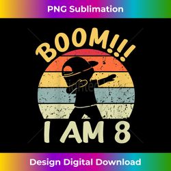 Kids Boom I Am 8 Eight Years Old Birthday Party Dabbing Boys 8th - Minimalist Sublimation Digital File - Rapidly Innovate Your Artistic Vision