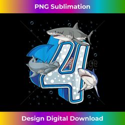 Kids 4th Birthday Boys Shark 4 years Old Ocean Shark B-day - Crafted Sublimation Digital Download - Animate Your Creative Concepts