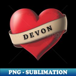 Devon - Lovely Red Heart With a Ribbon - PNG Transparent Sublimation Design - Bold & Eye-catching