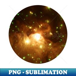 Gold nebula with green stars - Special Edition Sublimation PNG File - Capture Imagination with Every Detail