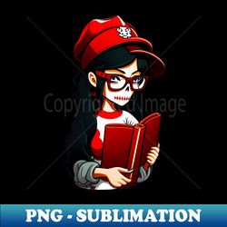 Cute Zombie Girl From The Book Reading Skull Gang - Exclusive PNG Sublimation Download - Capture Imagination with Every Detail
