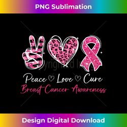 Peace Love Cure Cancer Breast Awareness Support Warriors Long Sleeve - Innovative PNG Sublimation Design - Crafted for Sublimation Excellence