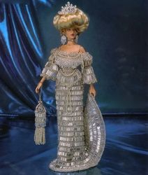 Barbie Doll clothes Crochet patterns - 1905 Contessas Crystal Gown - Vintage pattern PDF Instant download