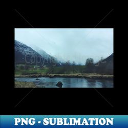 foggy norway mountain landscape - decorative sublimation png file - create with confidence