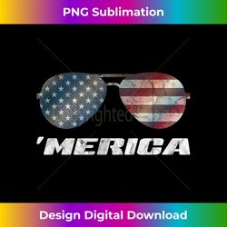 Merica Sunglasses & US Stars & Stripes Flag T- 4th July - Urban Sublimation PNG Design - Elevate Your Style with Intricate Details
