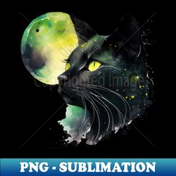 Cat face and Moon - Decorative Sublimation PNG File - Perfect for Personalization