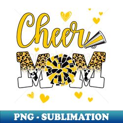 Cheer Mom Yellow Black White Leopard Letters Cheer Pom Poms - PNG Transparent Digital Download File for Sublimation - Create with Confidence
